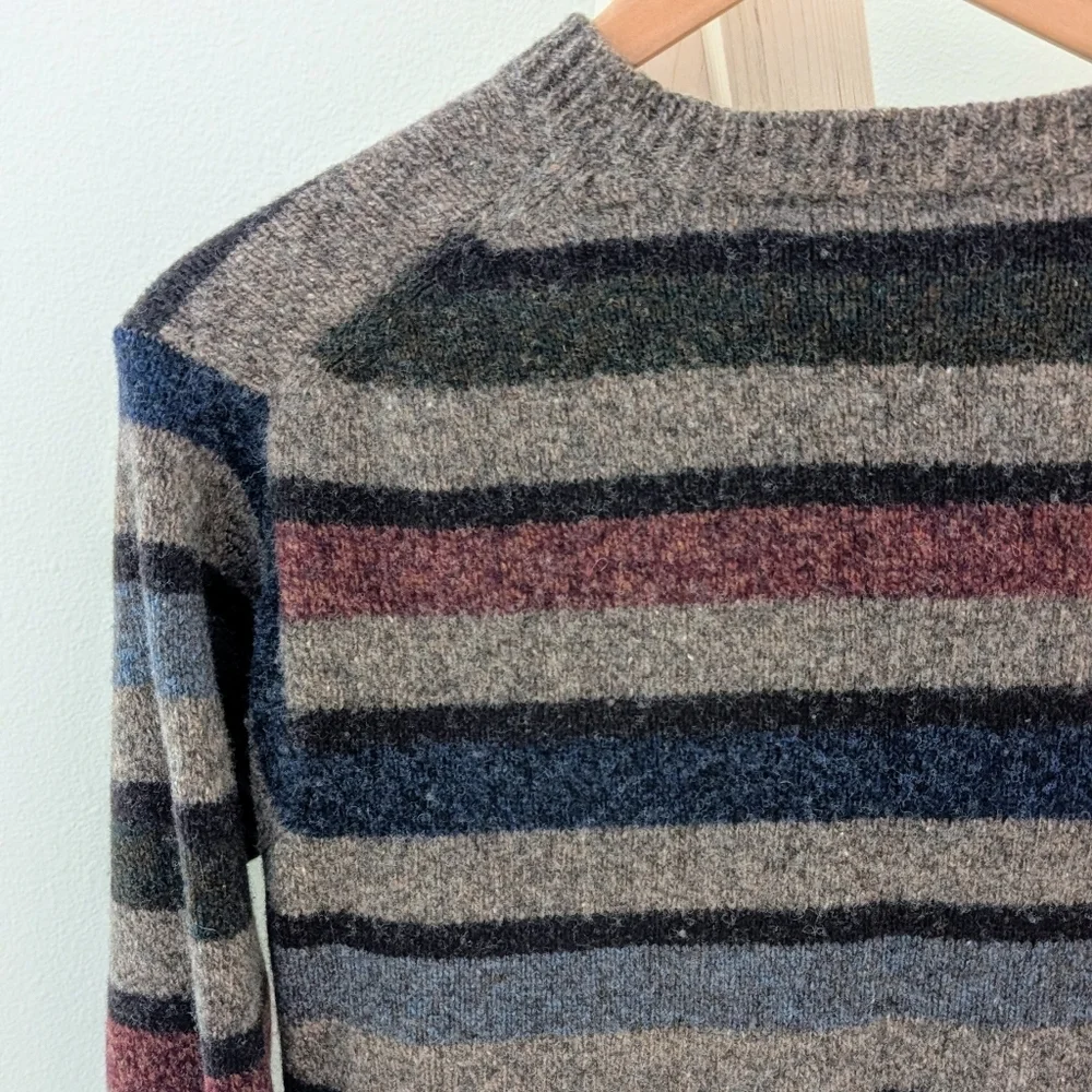 Vintage 90's Striped Textured Wool Crewneck Sweater In Oatmeal Tan - Picture 8 of 15